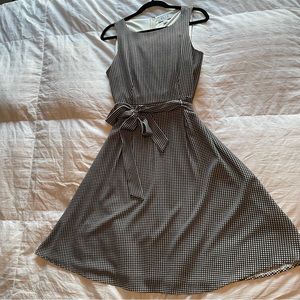 Elle Black and White Checkered Dress with Sash